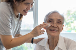 Senior home care can help seniors with skincare throughout the seasons.