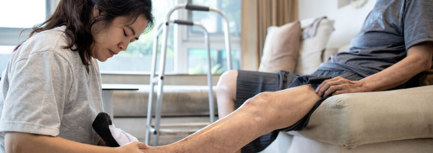 Personal care at home can help aging seniors with everyday foot care.
