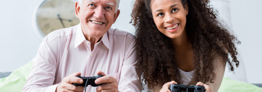 Home care encourages seniors to enjoy video games for fun, connection, and brain health